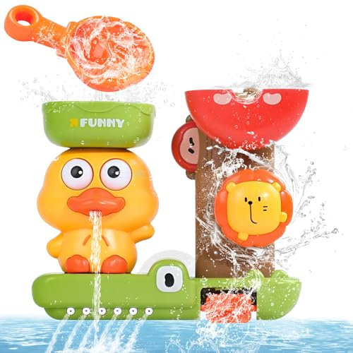 Badewannenspielzeug ab 1 2 3 4 Jahre, Badespielzeug Baby ab 1 Jahr, Enten und Löwen, Wasserspielzeug Kinder, Badewannen Spielzeug Kinder, Geschenk für Jungen Mädchen Geburtstag (C)