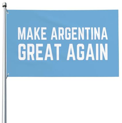 Bandera Hagamos Argentina Grande de Nuevo de 90 x 150 cm: bandera de poliéster para jardín con ojales de latón, ideal para exteriores.