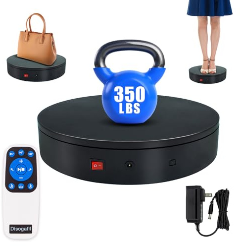 Disogafil 360 Rotating Platform, 12.6 Inch /32cm Motorized Electric Turntable, 350lbs Capacity Motorized Rotating Display Stand with Remote, Heavy Duty Photography Turntable for Human/Product