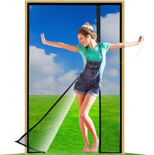 Flycn Zanzariera Magnetica Rete Fine, 120x180 cmApertura Laterale Tenda con Calamita Zanzariere Magnetiche per Porte Finestre per Balcone Chiusura Automatica Nero