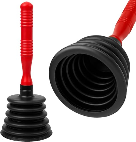 Ventouse Deboucheur – Succion Puissante pour Deboucheur Canalisation et Éviers – Élimine les Bouchons dans Douche, Lavabo, Baignoire et Cuisine – Deboucheur Polyvalent Durable (Rouge)