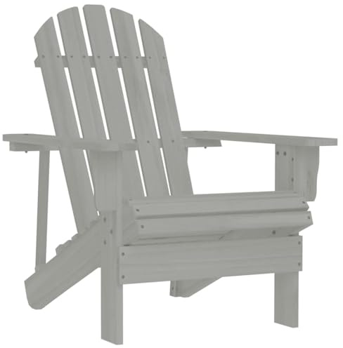 Bucmath Gartenstuhl Holz Grau, Massivholz Hartholz, 70x153x88cm, Relaxsessel für Garten Terrasse Balkon, witterungsbeständiger Outdoor Stuhl
