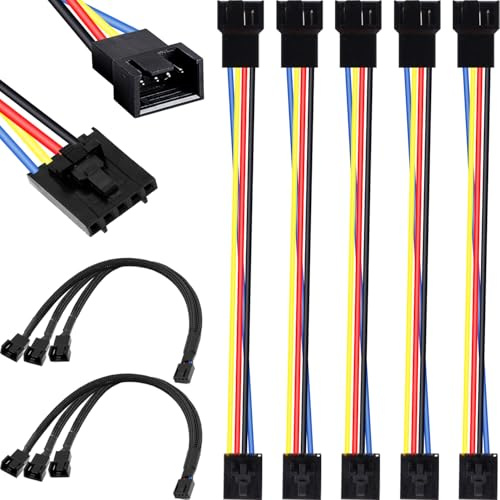 HAAMNING7 5 Pcs Fan Adapter Cable For Dell PWM GPU PC CPU Fan Connector with 2 Pcs 1 to 3 Converters Extension Line for 4 Pin Temperature Control or 3 Pin Silent Wire, 6.7inch/17cm