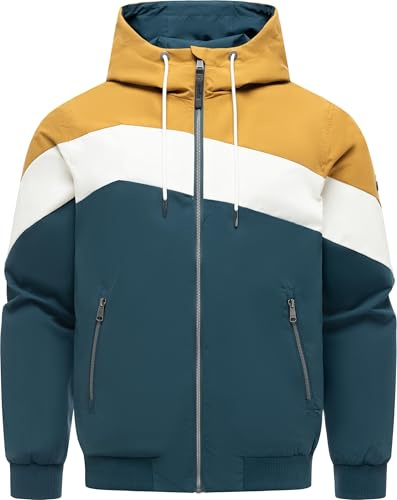 Ragwear Herren leichte Übergangsjacke kurze Jacke wasserdicht und atmungsaktiv mit Kapuze Stewie Block YOUMODO S-4XL