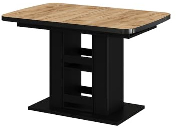 Vicco Esstisch Fenaro, Goldkraft Eiche/Schwarz, 120 x 80 cm, ausziehbar mit Synchronauszug für Variable Tischlänge