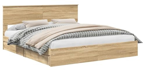 Generisch Aufbewahrungsbett Sonoma-Eiche 180 x 200 cm Holzwerkstoff,Möbel,Betten & Zubehör,Betten & Bettgestelle-3408433