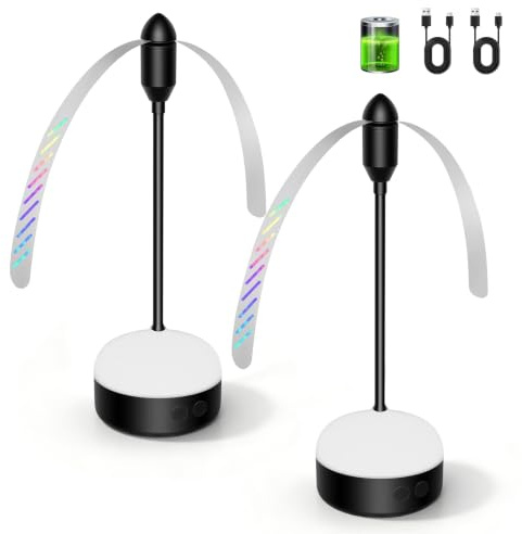 Tynggko Lot de 2 Ventilateurs Anti-Moustiques et Mouches, Rechargeables avec LED, pour Intérieur et Extérieur, Idéal Pique-nique, Camping, Jardin, Terrasse