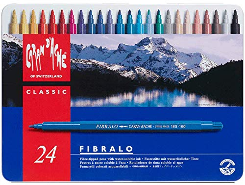 Caran D'ache Fibralo stylos Fibre dans une boîte en métal (lot de 24)