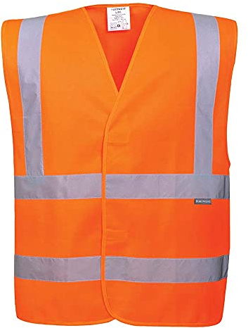 Portwest C470 Reflective Hi Vis Safety Vest Band and Brace Waistcoat Security Traffic Construction Workwear, Orange, S/M