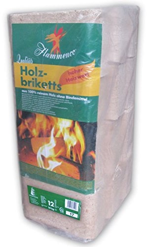 Flammenco 33510 Qualitäts Holzbriketts 10kg (12 Briketts) Kaminbriketts Ofenbriketts - hoher Heizwert!
