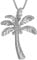 Rhodium Plated Sterling Silver Palm Tree Pendant Necklace, 18 by Hawaiian Silver Jewelry