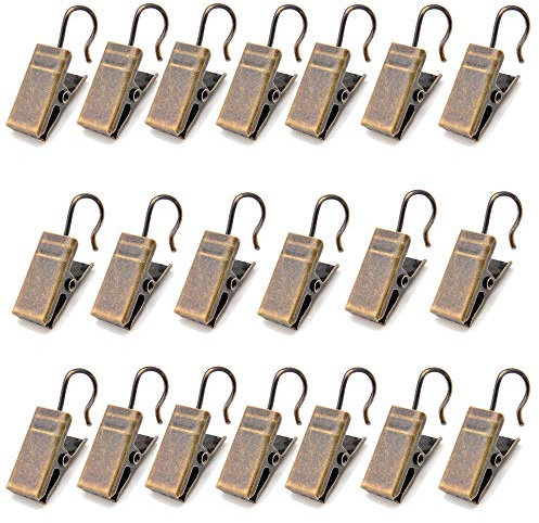 BEELY 20 Curtain Clips w/Hook - Antique Brass
