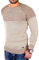 Reslad Strickpullover Herren Two Tone Rundhals Pullover Grobstrick RS-16081 (2XL, Camel)