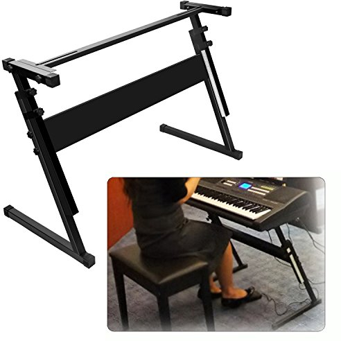 Luvay Keyboard Stand for 61 or 54 keys, Z-Style, Height Adjustable, Light Weight (1-inch steel)
