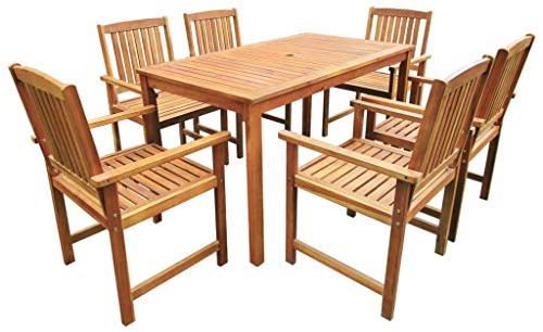 vidaXL Akazie Massiv Gartenmöbel 7-TLG. Sitzgruppe Gartengarnitur Gartenset