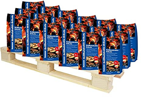 Hamann Grillholzkohle-Briketts 546 kg (182 x 3 kg) - Holzkohle Briketts Holzbriketts Grillbriketts