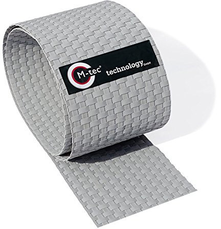 M-tec technology Rattan Sichtschutzstreifen 19cm x 2,55m (HxL) 3 Streifen grau
