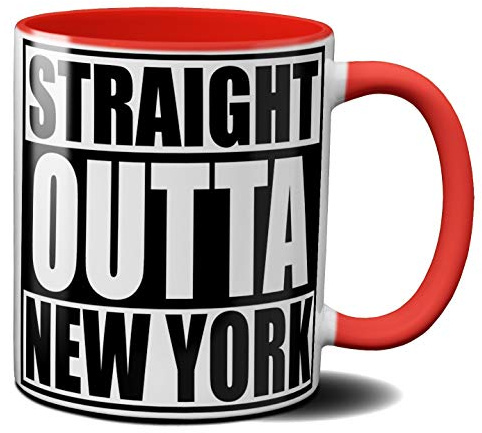 OM3® - New-York - Tasse | Keramik Becher | USA American City Mug | 11oz 325ml | Beidseitig Bedruckt | Rot