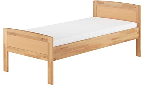Erst-Holz®Einzelbett Buche Seniorenbett 90x200 Massivholzbett mit Rollrost 60.72-09FLM