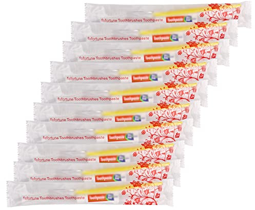100 Stück Einweg-Zahnbürsten mit Zahnpasta (5 Farben)