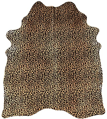 generisch KUHFELL STIERFELL BRAUN Leo Print ca. 210 x 180 cm Fell Teppich MIT Leoparden Muster VON KUHFELLE ONLINE
