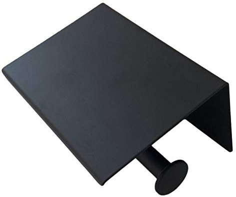 BERNSTEIN Toilettenpapierhalter selbstklebend TH1410 mit Ablage - Farbe wählbar, Farbe:Schwarz (matt)