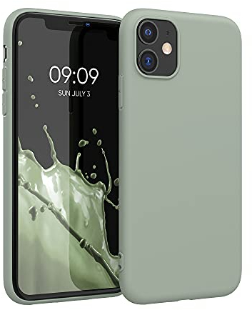 kwmobile Case Compatible with Apple iPhone 11 Case - Soft Slim Protective TPU Silicone Cover - Gray Green