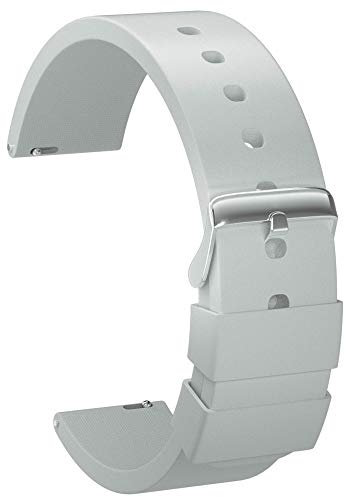ULLCHRO Unisex Kautschuk Armband mit Edelstahl Silber Faltschließe 18mm Grau