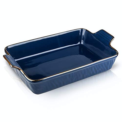 KOOV Plat à lasagnes individuel - Plat de cuisson rectangulaire - Plat à four - Plat de service pour tapas, casseroles, rôtis, plats de cuisson pour four, série Texture (Egean)