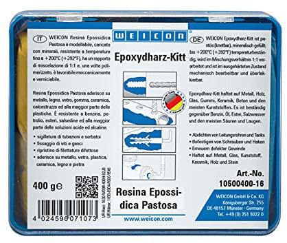 WEICON Resina epossidica pastosa 400 g composto per riparazioni universale impastabile in un pacchetto completo