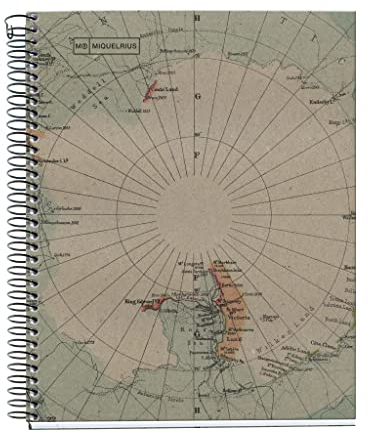 Miquelrius - Notizbuch, 100 % recycelt, 1 farbiger Streifen, A5, 80 Blatt Querformat, Papier 80 g, 2 Löcher, Einband aus recyceltem Karton, Design Ecomaps