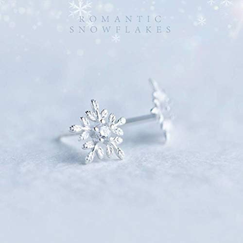 WOZUIMEI S925 Boucles D'Oreilles en Argent Mode Petit Flocon de Neige Boucles D'Oreilles Diamant Femme Style Coréen Boucles D'Oreilles Fleur Douce BijouxDes boucles d'oreilles
