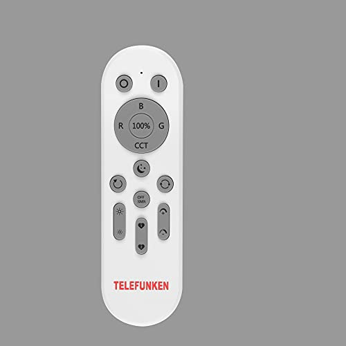 Telefunken - Fernbedienung RGB/CCT, inkl. Halter, inkl. Batterien, geeignet für Direkt Smart Telefunken WiFi-RGB-Artikel, Weiß, 155x45x21mm (LxBxH)