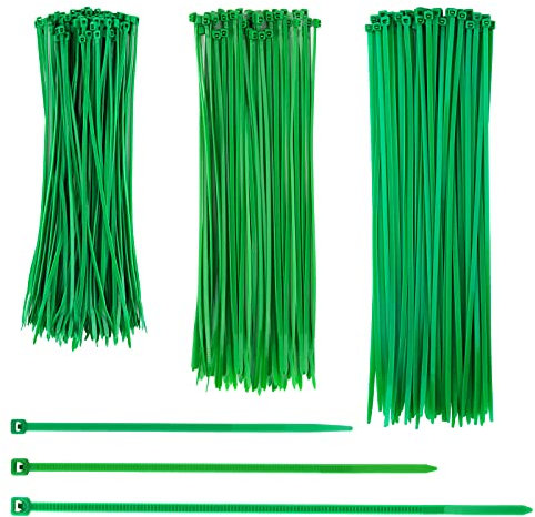 150 Pcs Green Cable Ties Set Plant Support Twist Ties Adjustable Garden Ties Self-Locking Multiple Uses Cable Ties for Home Garden Tree Potted Plants (20cm,25cm,30cm)
