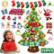 LUFENG Albero di Natale in feltro | Set per albero di Natale fai da te da 1,9 m con 34 ornamenti | Decorazioni fatte a mano per Capodanno per bambini