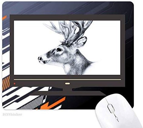 Sketch Deer Black White Computer Non-Slip Rubber Mousepad Game Office