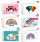 Dankeskarten, Multipack, 12 Stück, Regenbogen-Design, Dankeskarten mit Umschlägen und Aufklebern, Geburtstags-Dankeskarten für Babypartys, Lehrer und Hochzeit