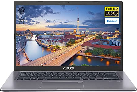 [Windows 11 Home] Asus VivoBook 14 in FHD 1080p Laptop, 11th Gen Intel Core i3, 8GB RAM, 256GB PCIe SSD, Fingerprint Reader, Backlit Keyboard, HDMI, WiFi, Webcam, Micro SD Card Reader, Slate Grey