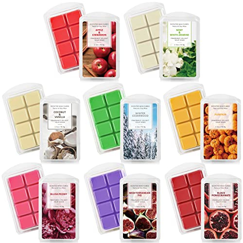 Duftwachs Schmelzwachs, Duftwachswürfel, 100% Sojawachs Wax Melts, Stark Duftend & Langlebig Wohnkultur, Halloween Dekorationen, SPA, Herbst Aromatherapie Wachswürfel, 8 Düfte x 70,9g