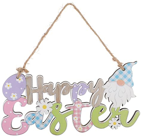 PRETYZOOM Ostern Holzschild Türschild Osterdeko Willkommensschild Wandschild Hängeschild Türhänger Dekoschild Holz Schriftzug für Ostern Frühling Wand Tür Fenster Garten Deko