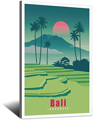 UEJD Bali Indonesien Skyline Vintage Reiseposter Dekorative Poster Modern Bedroom Canvas Art Poster Bild Malerei Poster Wanddekoration Kunst Geschenk