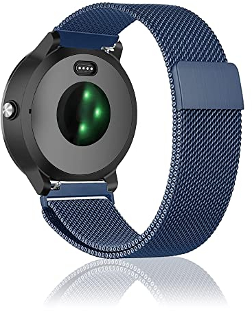 Niboow 20mm Armband für Garmin Vivoactive 6/Vivoactive 5/vivoactive 3/Forerunner 165/Forerunner 165 Music, Metall Edelstahl Armbänder für Garmin Venu Sq 2/Venu Sq 2 Music/Venu 2 Plus - Blau