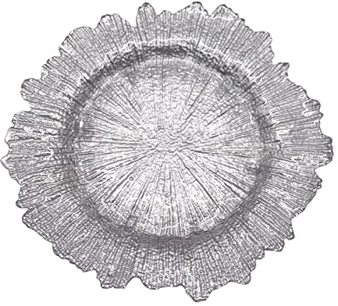 Trimming Shop Assiettes décoratives pour fêtes, Assiettes en Verre au Design Vintage pour de Table à Manger, 33 cm, argenté Brillant, 1 pièce