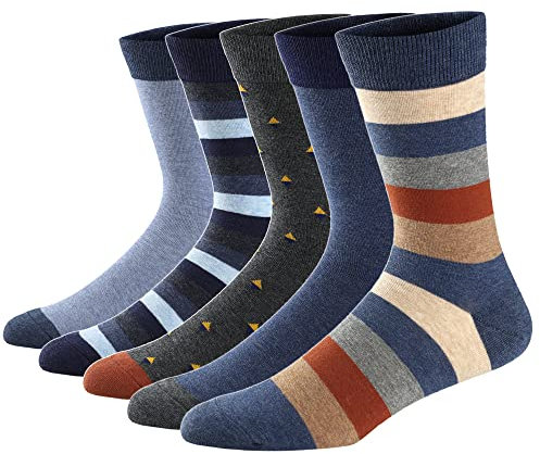 Ueither Calze da Uomo Coloratissimi in Cotone Stilisti Calzini Fantasia dal Design Comodo (Colore 23, 42-48)