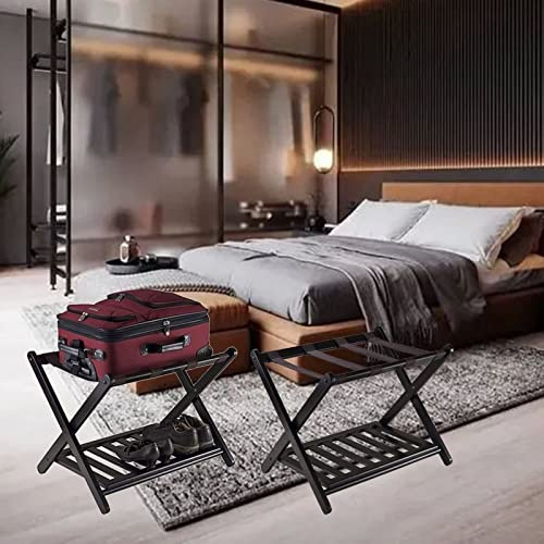 Porte-Bagages Pliant pour Valise - Support De Valise pour Chambre À Coucher, Support Valise À Deux Niveaux avec Étagère À Chaussures, Porte-Valise pour Chambre d'amis/Hôtel (Size : 2pcs)