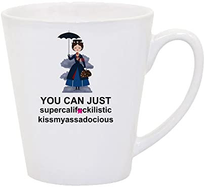 Giftme Mary Poppins Secret Santa Supercalifragilistic Rude Sweary Coffee Tea Mug Unique Latte Ceramic Mug. (12oz)