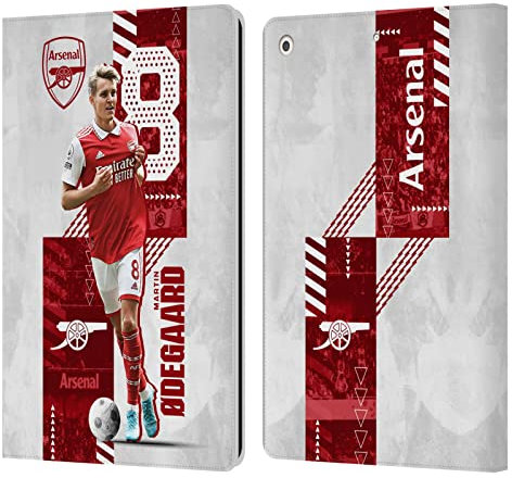 Head Case Designs Licenciado Oficialmente Arsenal FC Martin Ødegaard 2022/23 Primer Equipo Carcasa de Cuero Tipo Libro Compatible con Apple iPad 10.2 2019/2020/2021