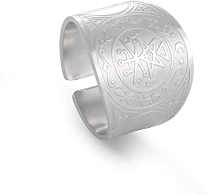 LIKGREAT Siegel der Lilith Ring Lilith Talisman Amulett Ringe Edelstahl Ring Hexe heidnischen Schutz religiösen Schmuck Geschenke für Frauen Männer