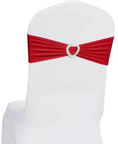 Howhic Lot de 30 nœuds de chaise en élasthanne avec bande élastique et boucle coulissante universelle - Idéal pour mariage, banquet et décoration de fête (Rubis)