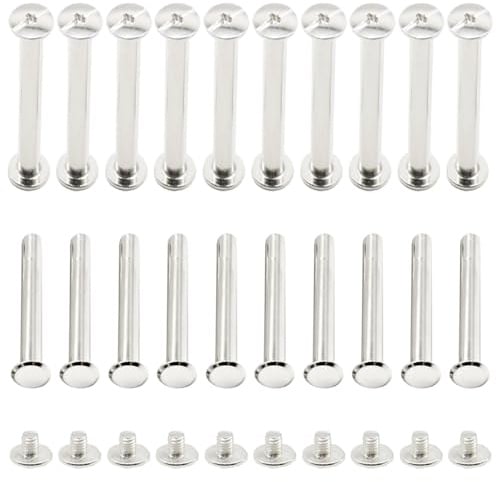 CEEYSEE 50Pezzi(25set) Viti Per Rilegatura M5x45mm Viti Chicago Vite a Testa Piatta Rivetti Vite Viti Rilegatura Kit Per Decorazione in Pelle, Album e Fai Da Te (M5 x 45mm)